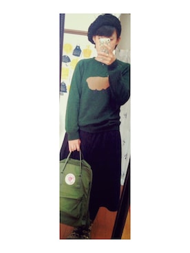 しょこさんの「Forest Green Kanken Classic Backpack」を使ったコーディネート