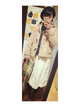 「AS KNOW AS PINKY（アズノゥアズピンキー）のアイテム（ダッフルコート）」を使った、しょこさん（レディース・152cm）の秋コーディネート