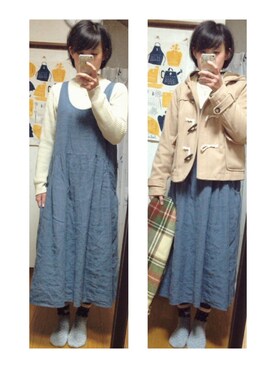 「AS KNOW AS PINKY（アズノゥアズピンキー）のアイテム（ダッフルコート）」を使った、しょこさん（レディース・152cm）の冬コーディネート