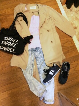 「チュニック」｜「アイテム（トレンチコート）」を使った、ちほさん（レディース・150cm）の春コーディネート