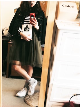 「ボーダーTシャツ」｜ちほさん（レディース・150cm）の春コーディネート