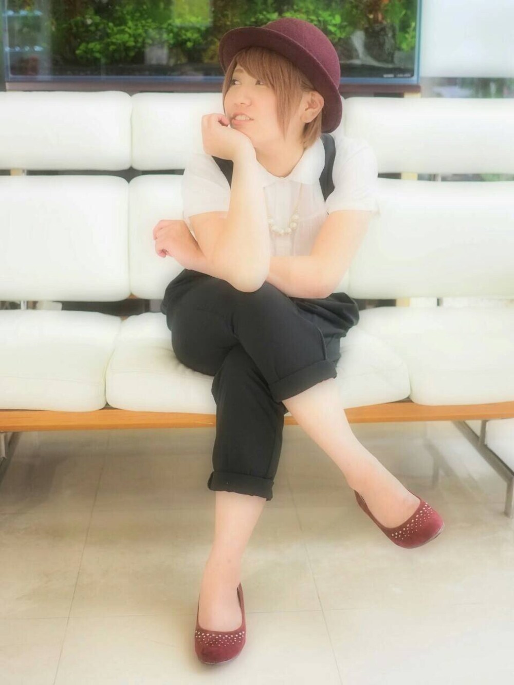 「GUのアイテム（その他パンツ、ブラック系）」を使った、渡辺 奈緒美さん（レディース・154cm）の秋コーディネートの1枚目の写真