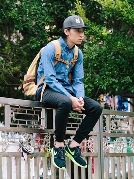 「PUBLISH（パブリッシュ）のアイテム（チノパンツ）」を使った、SunnySashaSunさん（メンズ・175cm）の秋コーディネート