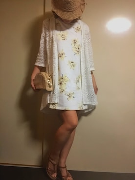 「7月WEAR夏のサンダル祭り」｜「アイテム（ワンピース/ドレス）」を使った、れもんさん（レディース・156cm）の夏コーディネート