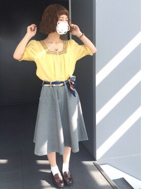 「チドリ柄」｜「アイテム（その他）」を使った、EMiさん（レディース・153cm）の夏コーディネート