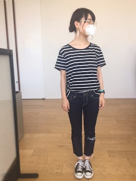 「MARGARET HOWEEL」｜「アイテム（アクセサリー）」を使った、EMiさん（レディース・153cm）の夏コーディネート