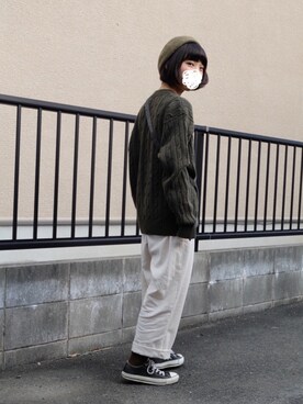 「オリーブ」｜「アイテム（ハンチング/ベレー帽）」を使った、EMiさん（レディース・153cm）の秋コーディネート