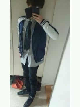 「甘辛mix」｜「アイテム（スタジャン）」を使った、てし。さん（メンズ・177cm）の秋コーディネート