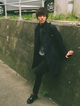 「アイテム（ステンカラーコート）」を使った、てし。さん（メンズ・177cm・10代）の秋コーディネート