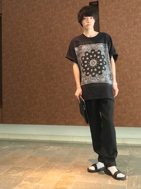 「アイテム（レッグウェア、ブルー系）」を使った、てし。さん（メンズ・177cm）の夏コーディネート