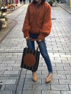 「imvely（-）のアイテム（ニット/セーター）」を使った、ゆうこさん（レディース・160cm）の冬コーディネート