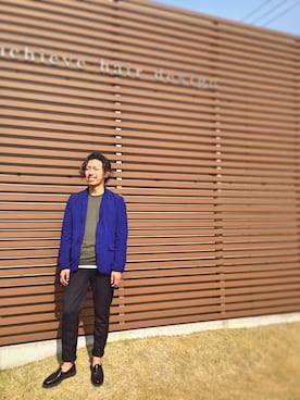 「仕事着」｜「アイテム（その他アウター）」を使った、後藤友弘さん（メンズ・177cm）の春コーディネート