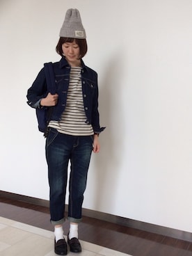 「LBC（エルビーシー）のアイテム（デニムジャケット）」を使った、sakuさん（レディース・164cm）の冬コーディネート