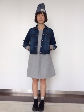 「LBC（エルビーシー）のアイテム（デニムジャケット）」を使った、sakuさん（レディース・164cm）の冬コーディネート