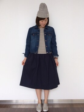 「LBC（エルビーシー）のアイテム（デニムジャケット）」を使った、sakuさん（レディース・164cm）の冬コーディネート
