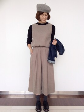 「LBC（エルビーシー）のアイテム（サロペット/オーバーオール）」を使った、sakuさん（レディース・164cm）の秋コーディネート