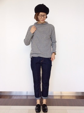 「LBC（エルビーシー）のアイテム（パンツ）」を使った、sakuさん（レディース・164cm）の秋コーディネート