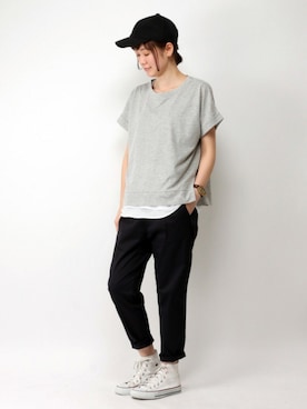 「LBC（エルビーシー）のアイテム（帽子）」を使った、sakuさん（レディース・164cm）の春コーディネート