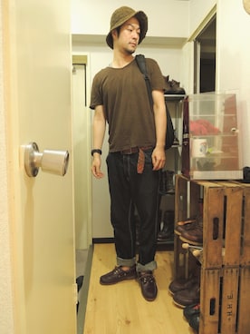 「シサム工房（シサムコウボウ）のアイテム」を使った、Goeさん（メンズ・180cm）の夏コーディネート