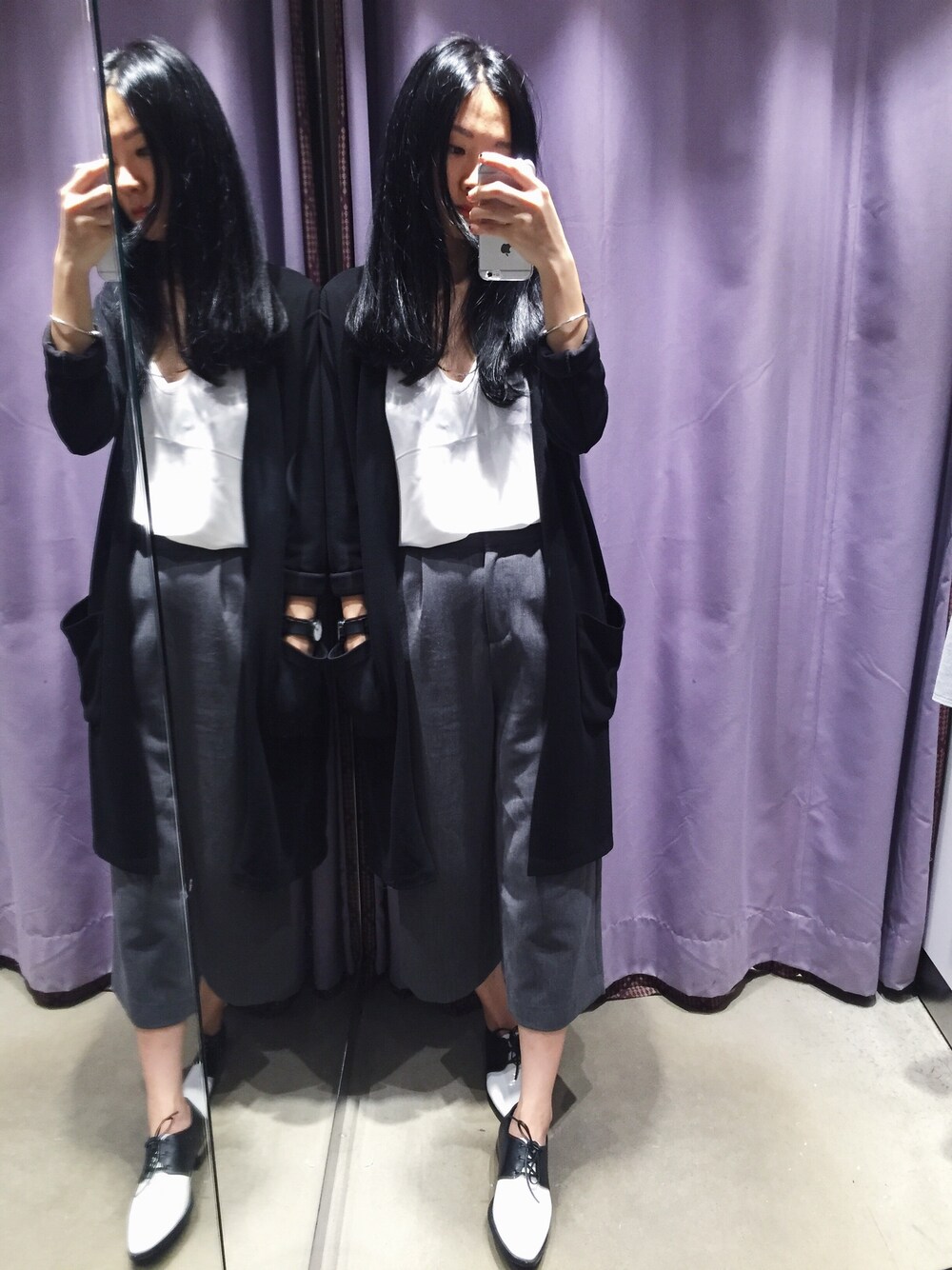 「simple、ootd、code、outfit、lookbook、MIXXO、korea」｜「MIXXOのアイテム（その他パンツ、グレー系）」を使った、Kiannbooさん（レディース・163cm）の秋コーディネートの1枚目の写真