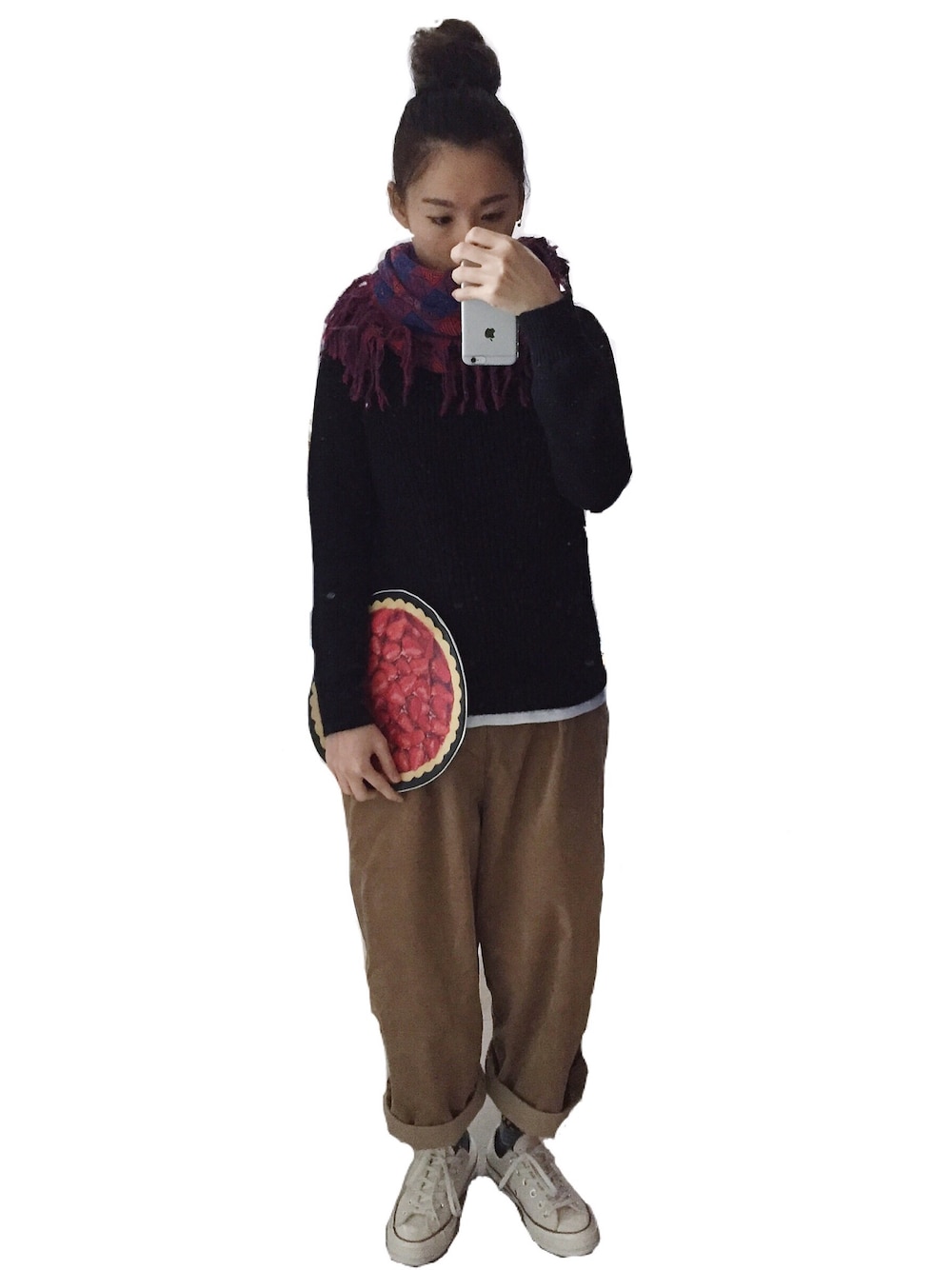 「converse、1970s、ootd、outfit」｜「Ne-netのアイテム（マフラー、その他）」を使った、Kiannbooさん（レディース・163cm）の冬コーディネートの1枚目の写真