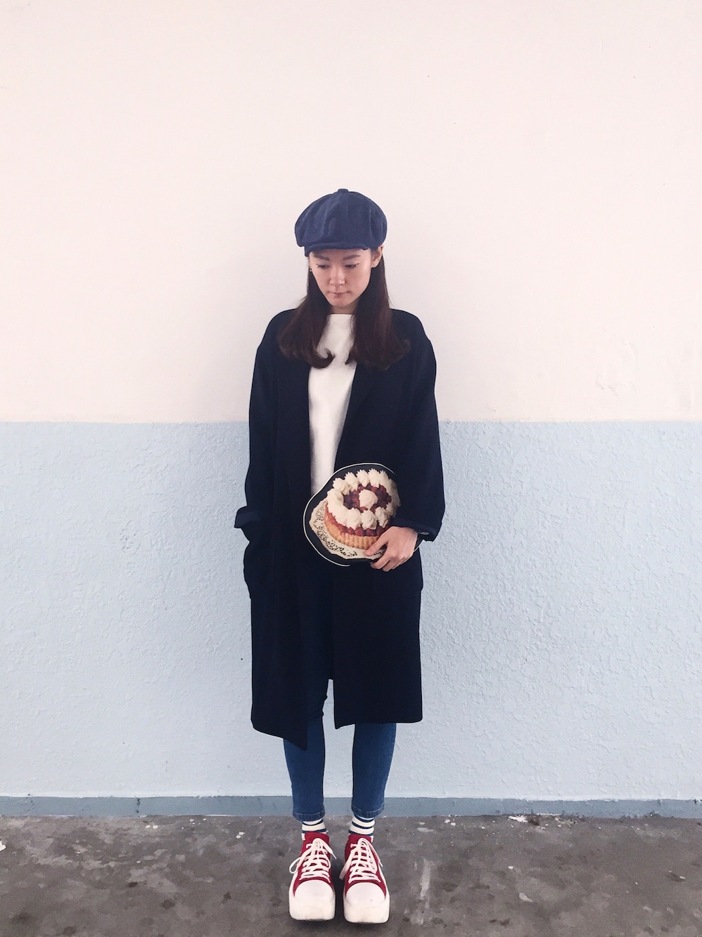 「ootd、BELLY BUTTON、Tokyo bopper、lookbook、daily look」｜「UNDERCOVERのアイテム（クラッチバッグ、その他）」を使った、Kiannbooさん（レディース・163cm）の冬コーディネートの1枚目の写真