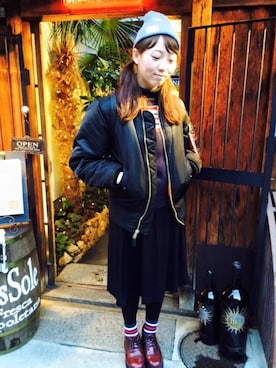 「Alpha Industries（アルファインダストリーズ）のアイテム（その他アウター）」を使った、cocoさん（レディース・163cm）の秋コーディネート