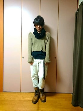 「sunsea」｜「アイテム（ブーツ）」を使った、優さん（メンズ・172cm）の冬コーディネート