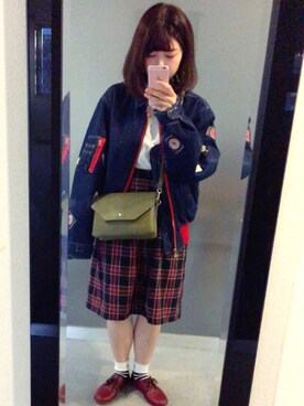 「文化服装学院」｜「アイテム（ブルゾン）」を使った、Akari♡さん（レディース・159cm）の秋コーディネート