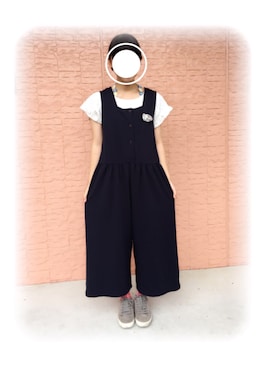 「青文字系」｜「アイテム（サロペット/オーバーオール）」を使った、みう。さん（レディース・154cm）の夏コーディネート