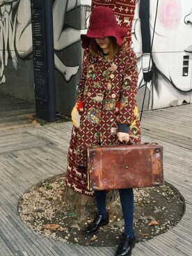 「red」｜「アイテム（ピーコート）」を使った、lxxxanさん（レディース・170cm）の冬コーディネート