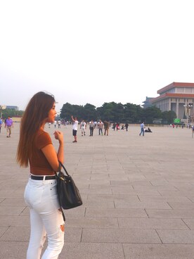 「アイテム（その他トップス、ブラウン系）」を使った、Lissa さん（レディース・170cm）の春コーディネート