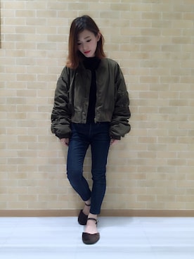 「アイテム（MA-1）」を使った、asamiiさん（レディース・148cm・20代）の秋コーディネート