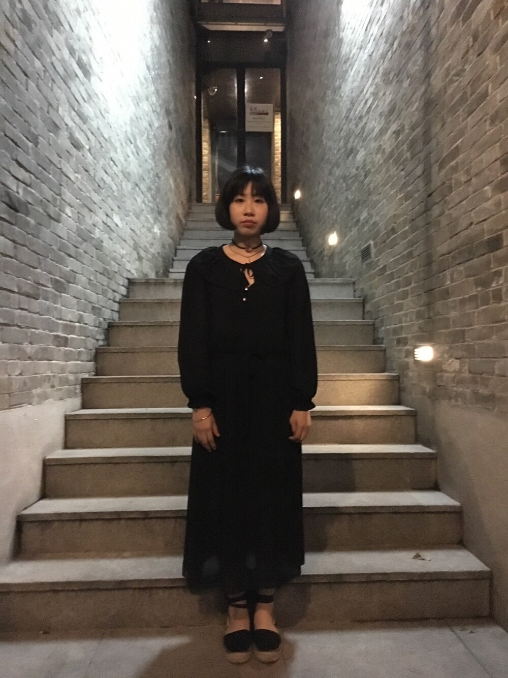 「guang zhou」｜「古着のアイテム（ワンピース、ブラック系）」を使った、Mmmmmmさん（レディース・162cm）の春コーディネートの1枚目の写真