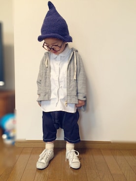 「FITH（フィス）のアイテム（パーカー）」を使った、Taigaboyさん（キッズ・90cm）の春コーディネート