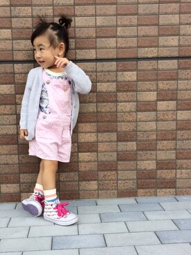 「アイテム（カバーオール）」を使った、yukiさん（キッズ・100cm）の秋コーディネート