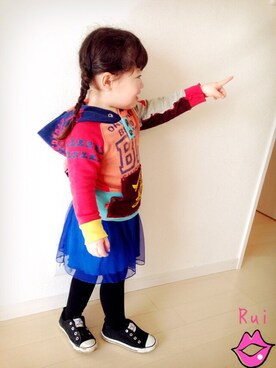 「フード」｜R♡さん（キッズ・90cm）の冬コーディネート