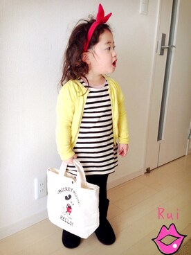 「アイテム（トートバッグ）」を使った、R♡さん（キッズ・100cm）の冬コーディネート