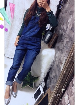 「シルバーパンプス」｜「アイテム（オールインワン・サロペット）」を使った、KINYUIさん（レディース・158cm）の秋コーディネート