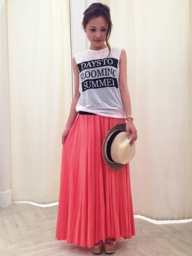 「コルクヒール」｜「アイテム（帽子）」を使った、reyさん（レディース・147cm）の夏コーディネート