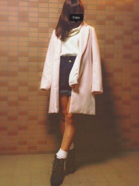 「CECIL McBEE（セシルマクビー）のアイテム（チェスターコート）」を使った、MOMO.さん（レディース・152cm）の冬コーディネート