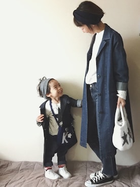 「green label relaxing（グリーンレーベルリラクシング）のアイテム（トレンチコート）」を使った、kotakojiさん（キッズ・90cm）の春コーディネート