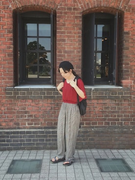 「7月WEAR夏のサンダル祭り」｜「アイテム（ハンチング/ベレー帽）」を使った、ほしのさん（レディース・156cm）の夏コーディネート