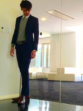 「仕事着」｜「アイテム（セットアップ）」を使った、信さん（メンズ・182cm）の春コーディネート