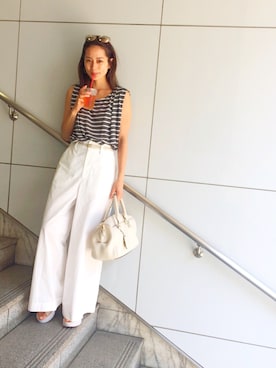 「DIANE von FURSTENBERG（ダイアンフォンファステンバーグ）のアイテム（バッグ）」を使った、黒木 ナツミ🦋さん（レディース・162cm）の夏コーディネート