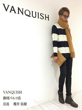 「カシミヤ」｜「アイテム（シューズ）」を使った、VANQUISHさん（メンズ・184cm）の秋コーディネート