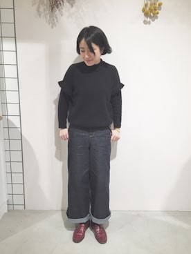 「アイテム（その他シューズ、レッド系）」を使った、otnさん（レディース・160cm）の冬コーディネート