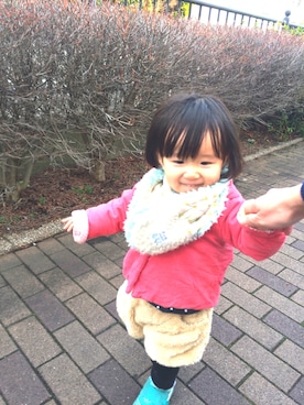 「PETIT BATEAU（プチバトー）のアイテム（ダウンジャケット/コート）」を使った、mayukichiさん（キッズ・80cm）の秋コーディネート