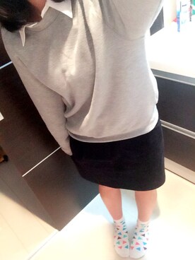 「スウェット×シャツ」｜ゆうりさん（レディース・148cm）の冬コーディネート