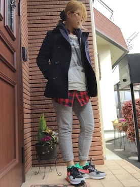 「ラフスタイル」｜「アイテム（ピーコート）」を使った、♡M!NA♡さん（レディース・153cm）の冬コーディネート